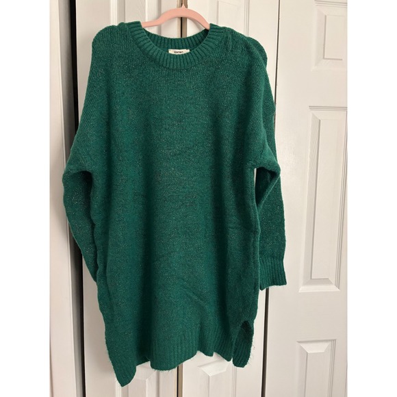 NWT Koton Green Shimmer Knit Tunic Sweater Mini Dress Size Large - Picture 2 of 5